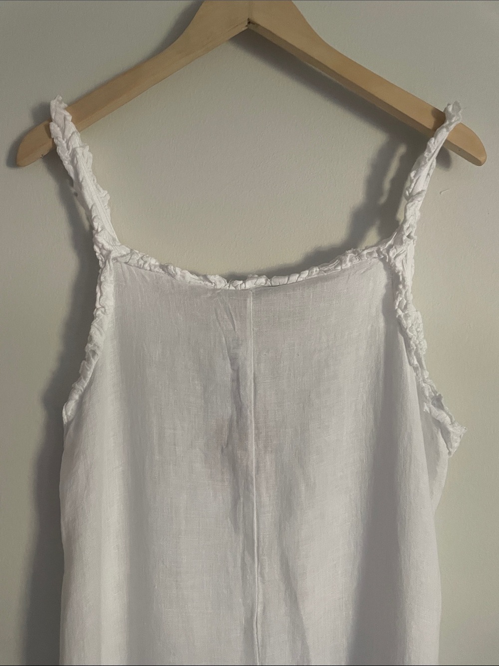 Francesca Bettini White Linen Ruffle Edge Midi Dress. L. NWT - Picture 5 of 12